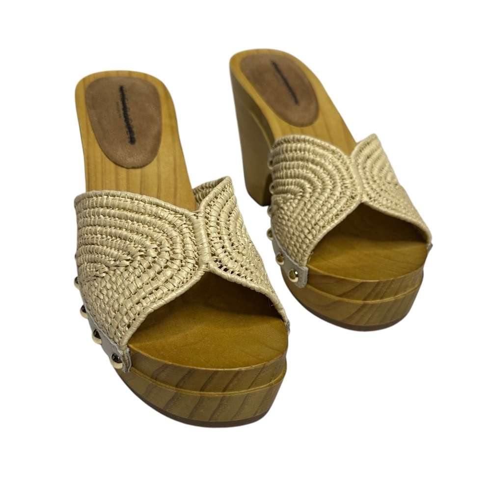 NEW Kelsi Dagger Brooklyn Dreamer Studded Wooden Sandals 6.5 - Picture 7 of 13